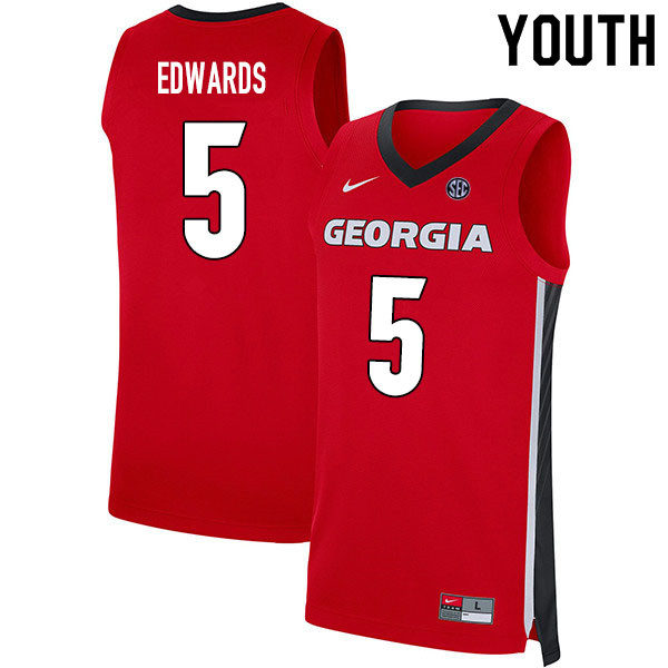 2020 Youth #5 Anthony Edwards Georgia Bulldogs College Basketball Jerseys Sale-Red - Click Image to Close
